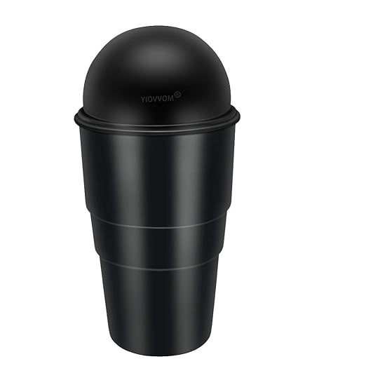 Cup Holder Trash can for car with Lid, Mini Garbage Cans for Back seat Leakproof Vehicle Automotive Cup Holder Car trashcan, Small Trash Bin for Automotive Office Home Kitchen (Black001)