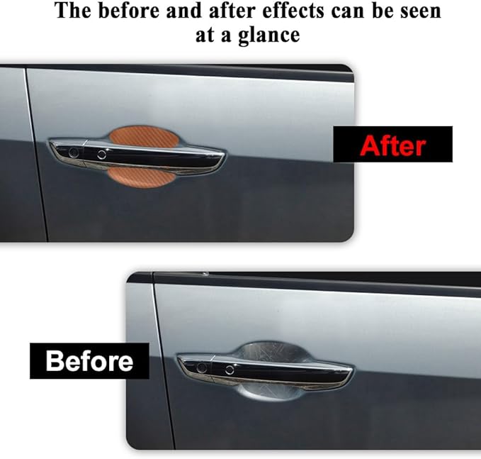 8PCS Car Door Handle Cup Scratch Protector, Car Door Handle Sticker, Scratch Auto Door Protective Film, Car Accessories Car Door Handle Protective Films Universal for Cars (Orange, 8PCS)