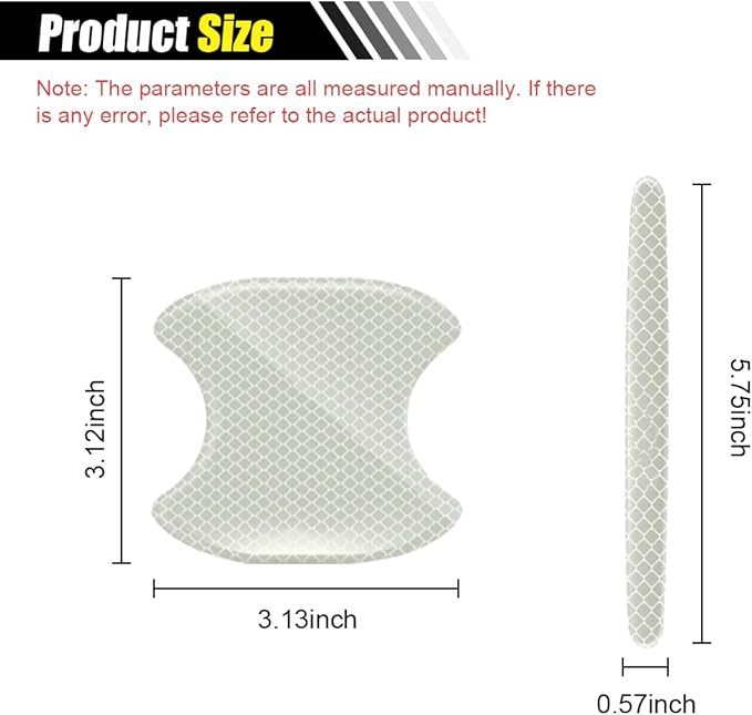 8PCS Car Door Handle Cup Scratch Protector Reflective Sticker - Anti-Scratch Car Door Handle Paint Cover Protective Film Traceless Stickers - Non-Marking Auto Doors Handles Bowl Sticker (White)