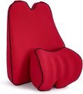 Car Lumbar Support Back Cushion & Headrest Neck Pillow Kit Cushion Memory Foam Universal Fit Major Car Seat with Back Pain Relief for Car Office Home 1PCS Red