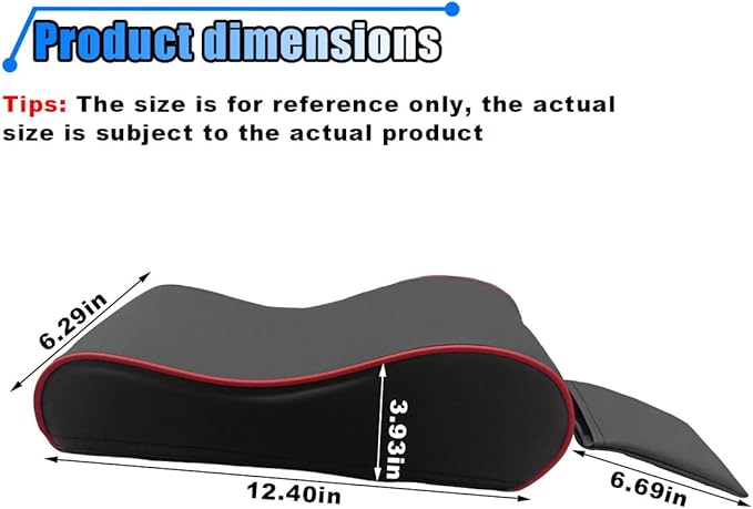 Car Armrest Cushion, Memory Foam Car Center Console Pillow Cushion with Phone Holder Storage Bag, Leather Arm Rest Pillow Cover, Universal Car Armrest Pad Accessories (Black/Red)