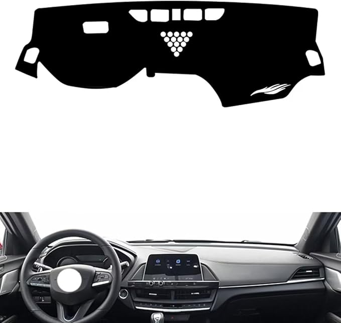 Leather Dashboard Cover Compatible with Cadillac CT4（Warning Light） 2020-2025，Dash Cover（Black）