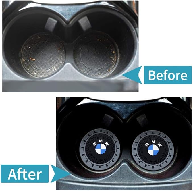 Silicone 2PCS Car Cup Mat Holder Coasters Compatible with BMW X1 X3 X7 X5 X6 1 3 5 6 Series Z4 7 M Series, Non-Slip Car Coasters for Cup Holder Interior