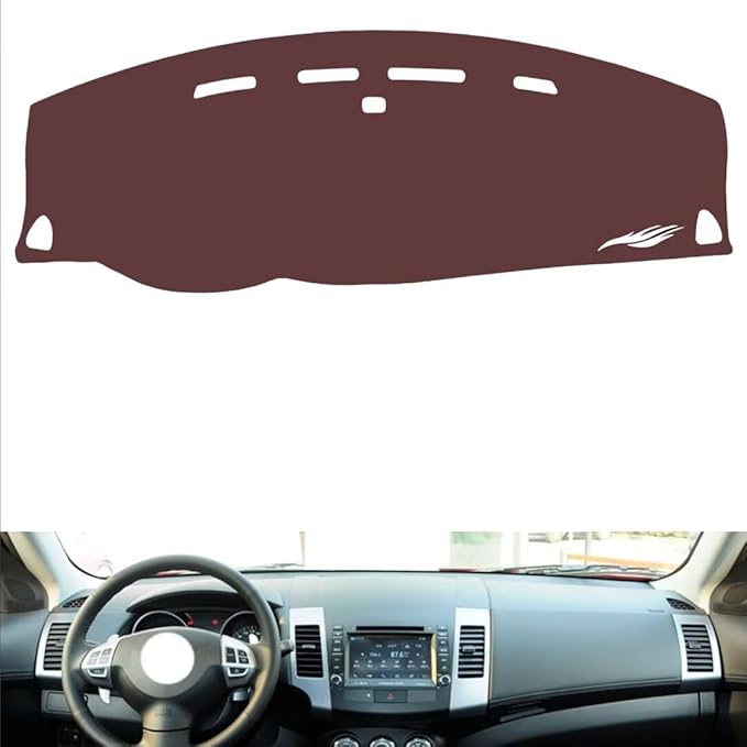 Leather Dashboard Cover Compatible with Mitsubishi Outlander 2006-2012,Dash Board Cover mat Anti-Slip Sun-Proof and dust-Proof(Brown)