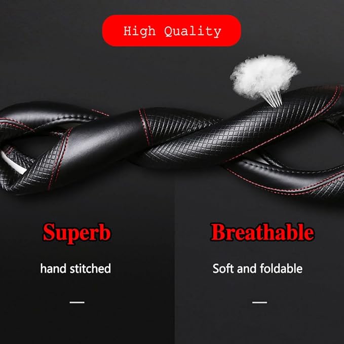 Car Steering Wheel Cover, Steering Wheel Cover for Men and Women, 15 Inch Microfiber Leather Auto Steering Wheel C Over, PU Leather Car Steering Wheel Cover Fit for Most Cars, SUVs, Trucks