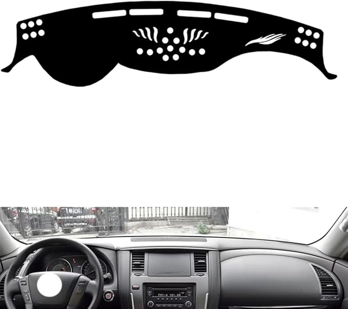leather dashboard cover Compatible with Nissan Patrol 2014-2021，dash cover（black）