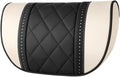 Car seat headrest Leather Car Fit for Seat Rest Cushion Headrest Car Neck Pillow Fit for BMW (Color : Beige Black)
