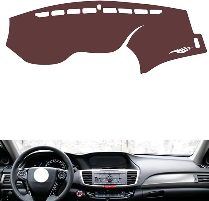 Leather Dashboard Cover Compatible with Honda Accord Ⅸ,Dash Board Cover mat Anti-Slip Sun-Proof and dust-Proof(Brown)