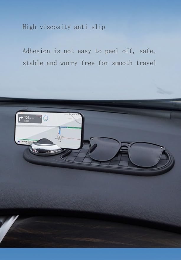 TATREBCRE Multifunctional Car Anti-Slip Mat Mobile Phone Holder for Dashboard - Non-Slip Sticky Mount Stand for Car, Adjustable and Secure Grip for Phones, GPS, and Accessories (Silvery)