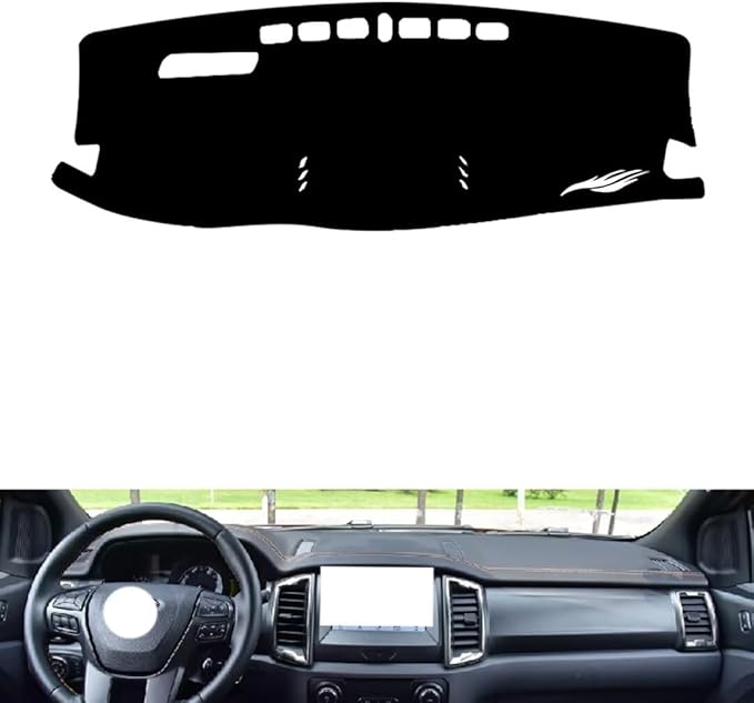 leather dashboard cover Compatible with Ford ranger wildtrak 2015，dash cover（black）