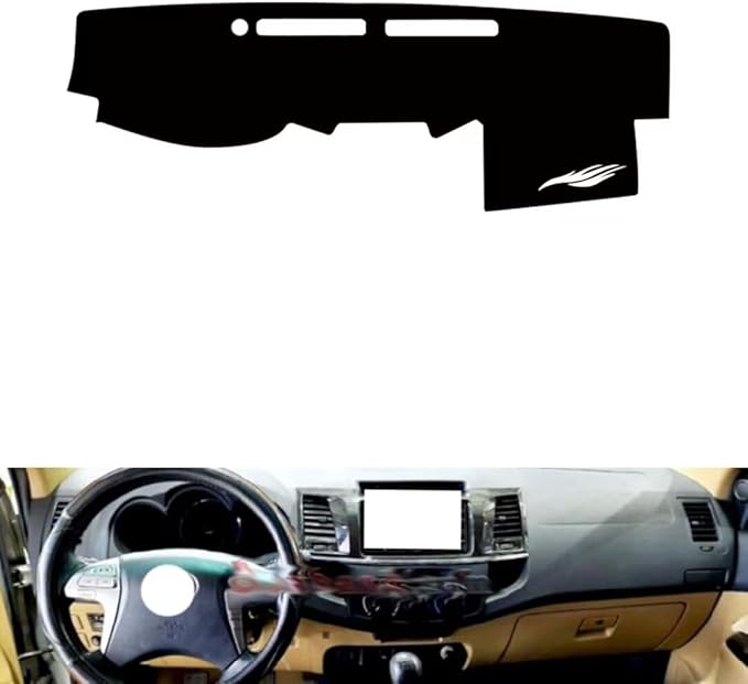 leather dashboard cover Compatible with Toyota Fortuner 2009-2015，dash cover（black）