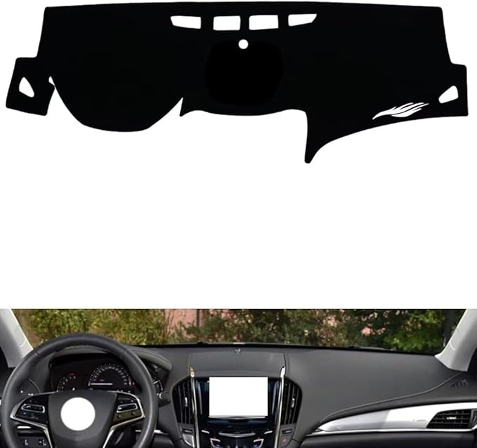 Leather Dashboard Cover Compatible with Cadillac ATS (No Speaker) 2014-2019，Dash Cover（Black）