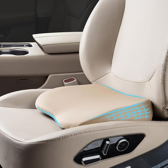 Car Seat Cushion for Driving,Car Booster Seat Cushion for Short Drivers,Portable Driver Seat Cushion to Raise Height 3.5 in,Office Chair Back Support Pillow for Lower Back Pain Relief