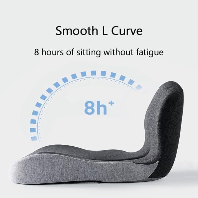 Soothe and Seat Cushion, Back and Seat Cushion for Back Pressure Relief, Ergonomic Non Slip Memory Foam Seat Skin Sciatica Pad Cushions for Car,Truck, Desk,Gaming Chair (Comfort-Blue-Gray)