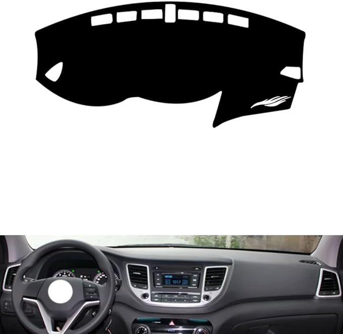 leather dashboard cover Compatible with HyundaiHyundai NEW Tucson 2015-2018，dash cover（black）