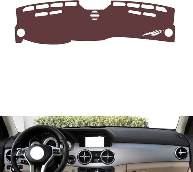 Leather Dashboard Cover Compatible with Mercedes GLK,Dash Board Cover mat Anti-Slip Sun-Proof and dust-Proof(Brown)