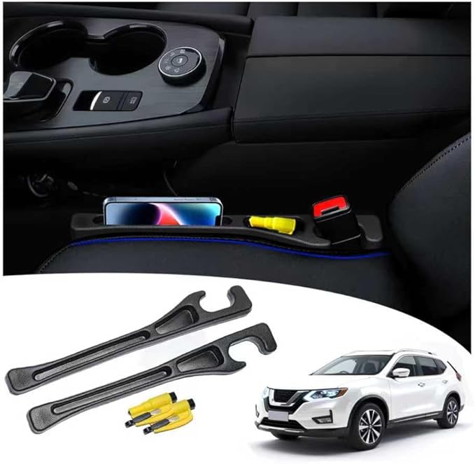 LLXGAB 【Compatible with Nissan Rogue】 Seat Gap Filler,No Drop Seat Guard Compatible with Nissan Rogue,Drop Seat Guards for Cars(2Pcs),Emergency Keychain Car Escape Tool(2Pcs)