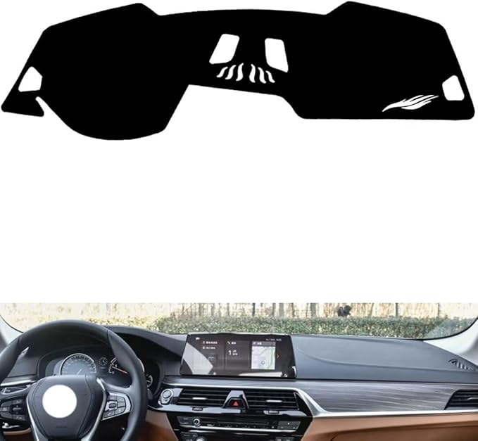 leather dashboard cover Compatible with BMW NEW 5 series（NO HUD） 2018-2023，dash cover（black）