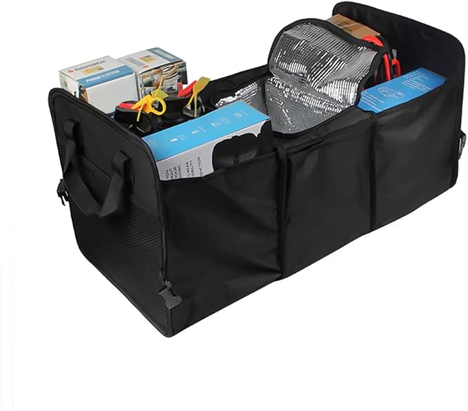 Trunk Organizer, Large Capacity Cargo Storage with Insulation Cooler, Foldable Trunk Organizer for Cars, Vehicles, SUVs, Trucks