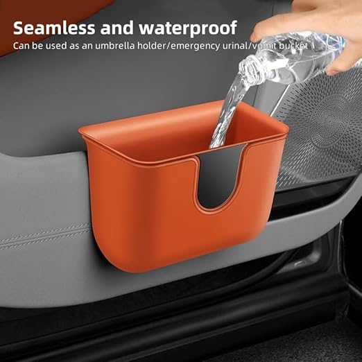 Car Trash Can Storage Pockets - 100% Leak-Proof Organizer,Car Seat Back and Door Hanging Storage,Two Levels Above and Below (White)