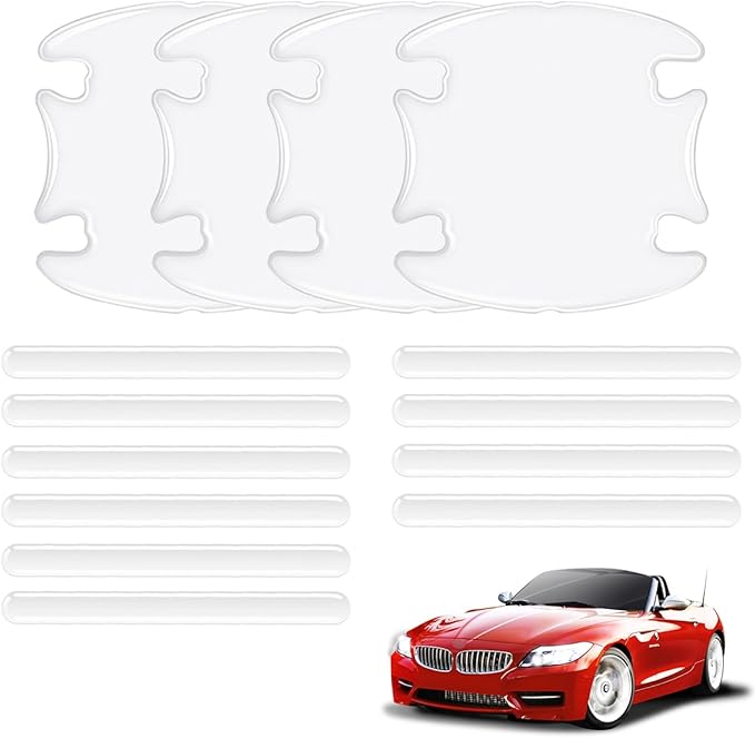 Door Handle Ultra Thin Transparent Protector, 14pcs Scratch Protector Compatible with Most Vehicle Model for Rear View Mirror/Handles/Bumpers/Door Edges