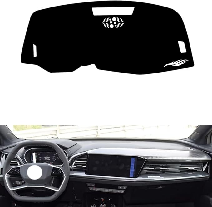 Leather Dashboard Cover Compatible with Audi Q4 e-tron（NO HUD） 2022-2024，Dash Cover（Black）