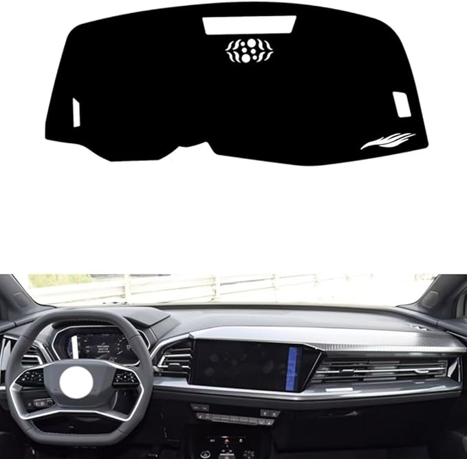 leather dashboard cover Compatible with Audi Q5 e-tron（NO HUD） 2022-2023，dash cover（black）