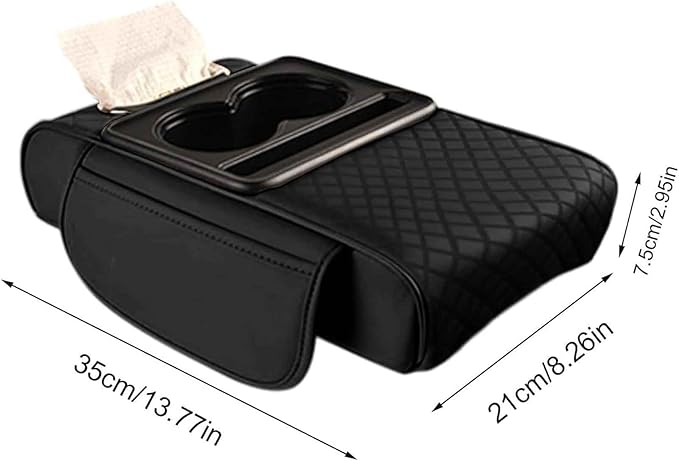 Car Armrest Pad for Nissan Altima 2013-2018, PU Leather 5-in-1 Armrest Storage Box Center Console Cover Armrest Cushion Arm Rest Cushion Pads with Cup Holders and Tissue Box, D/Black-Red