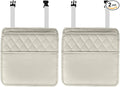 Car Back Seat Organizer, Waterproof Leather Automotive Backseat Hanging Bag with Cup Holders, Large Capacity Car Trash Can, Vehicle Travel Accessories for Most Vehicles (2PCS/Beige)
