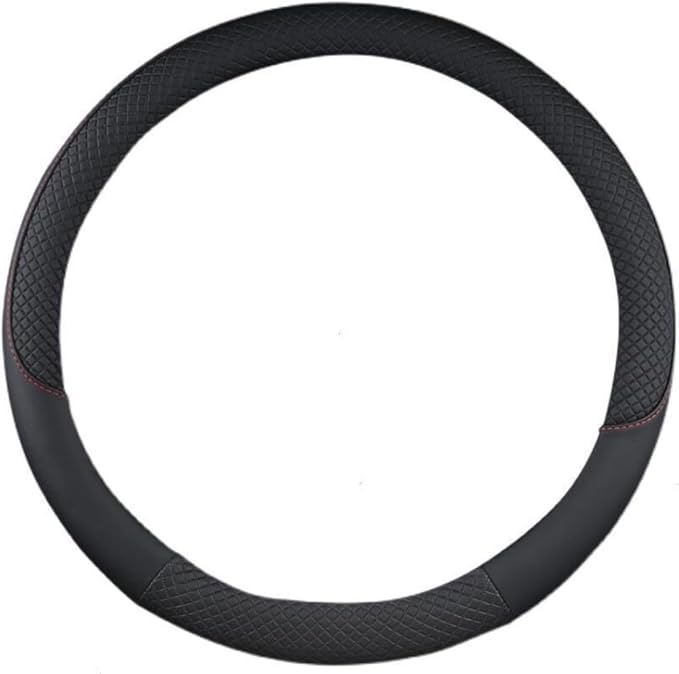 Car Semi Truck Van Leather Steering Wheel Cover Fits 14 15 16 17 18 19 Inch Maximum Grip Non Slip Durable Universal Fit for Most Vehicles (50cm/19.5in,Black)