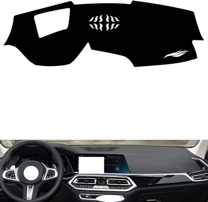 leather dashboard cover Compatible with BMW X7 (hud) 2019-2022，dash cover（black）