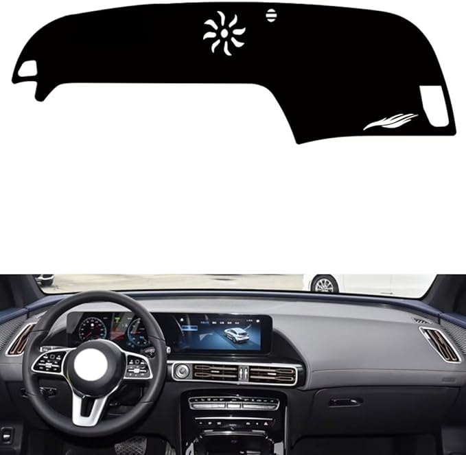 leather dashboard cover Compatible with Mercedes EQC（NO HUD），dash cover（black）