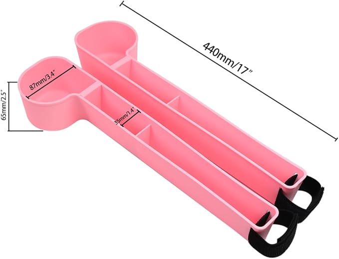 Car Seat Gap Filler, Multifunctional Seat Side Gap Filler with Cup Holder & Organizer, Gap Stopper Universal Fit Car SUV Truck Fill The Gap Between Seat & Console Set of 2 (Pink)