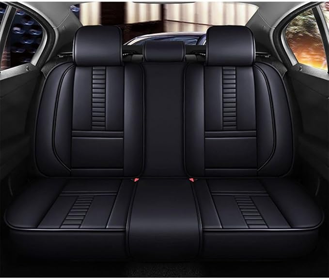 Niscarda for Hyundai Santa Cruz Seat Covers 2022-2024, 3D Protection Faux Leather Seat Protector Car Interior Covers with 2 * Neck Pillow & 2 * Lumbar Support (Black, Full Set)