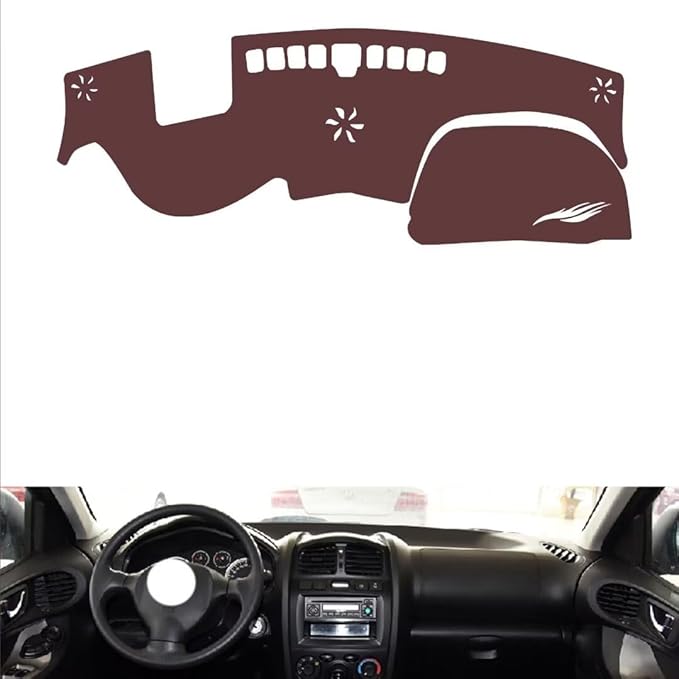 Leather Dashboard Cover Compatible with HyundaiHyundai Santafe（HUD,Dash Board Cover mat Anti-Slip Sun-Proof and dust-Proof(Brown)