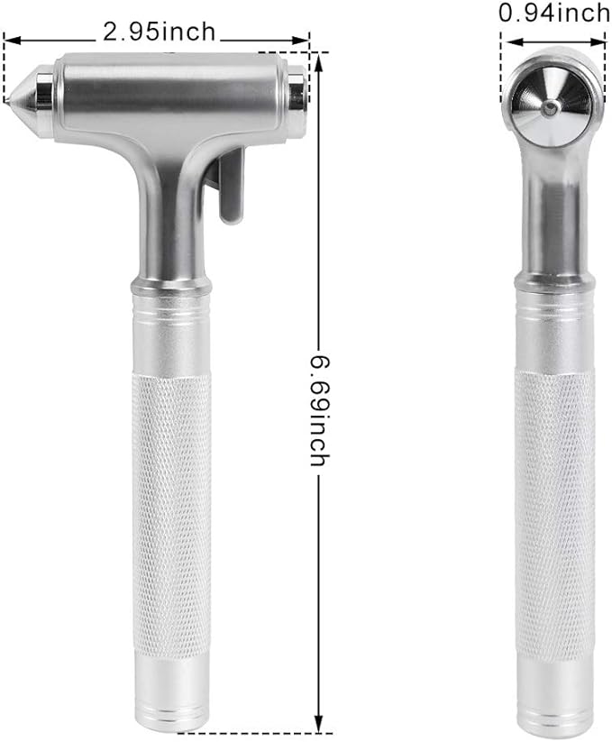 MOTORBUDDY Car Safety Hammer, Fireproof Metal Emergency Escape Hammer with Hard Alloy Head Window Breaker and Seat Belt Cutter, Aluminium Alloy Emergency Escape Tool for Car Accidents