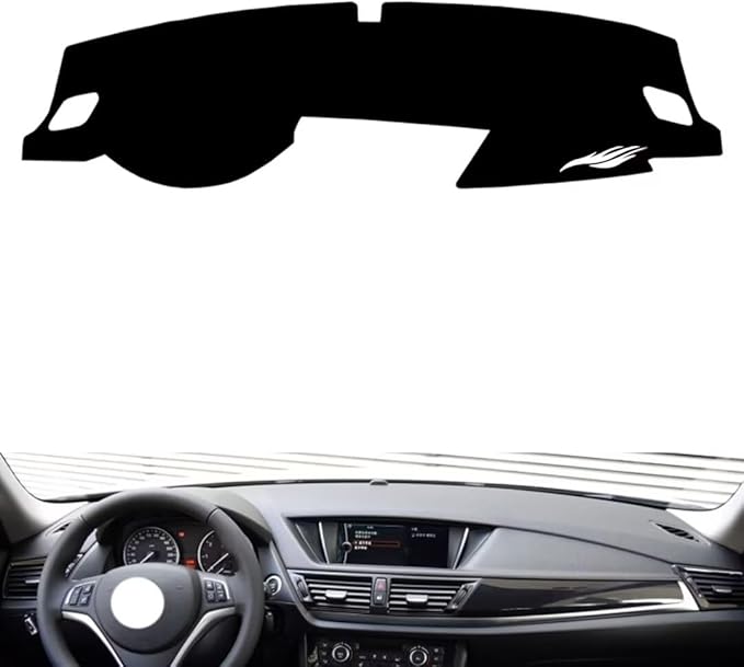 leather dashboard cover Compatible with BMW X1 (No speaker 2011-2015，dash cover（black）