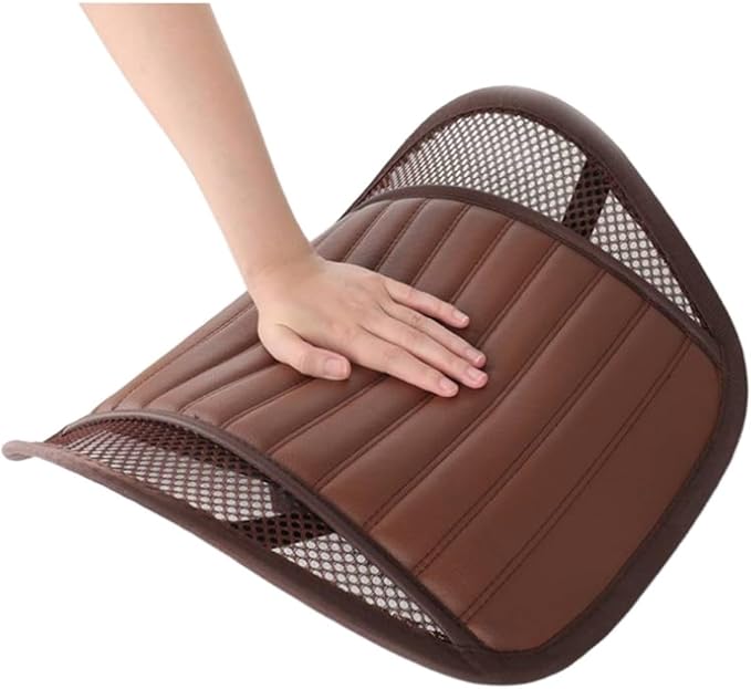 Leather Lumbar Support Seat Cushion with Mesh Breathable Car Seat for Lower Back Pain, Ergonomic Backrest for Office Chairs Car(Pink)