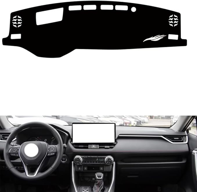 leather dashboard cover Compatible with Toyota RAV4（thin screen，HUD） 2021-2023，dash cover（black）