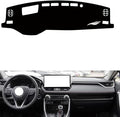 leather dashboard cover Compatible with Toyota RAV4（thin screen，HUD） 2021-2023，dash cover（black）