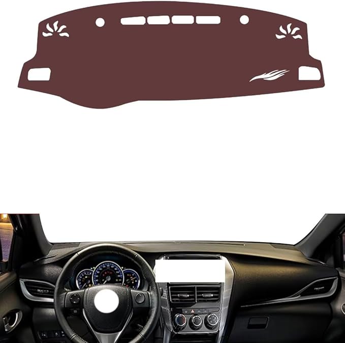 Leather Dashboard Cover Compatible with Toyota Vios 2019-2022，Dash Cover, Non-Slip Dash Cover, Dash mat Dashboard Cover, Interior Dash Covers