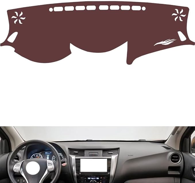 Leather Dashboard Cover Compatible with Nissan Terra,Dash Board Cover mat Anti-Slip Sun-Proof and dust-Proof(Brown)