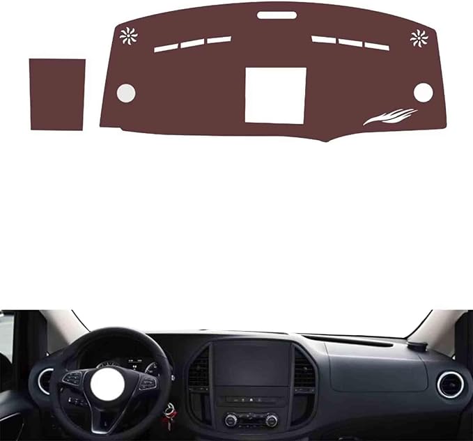 generic leather dashboard cover Compatible with Mercedes Vito 2016-2023，dash cover, Non-Slip Dash Cover, Dash mat Dashboard Cover, Interior Dash Covers, brown