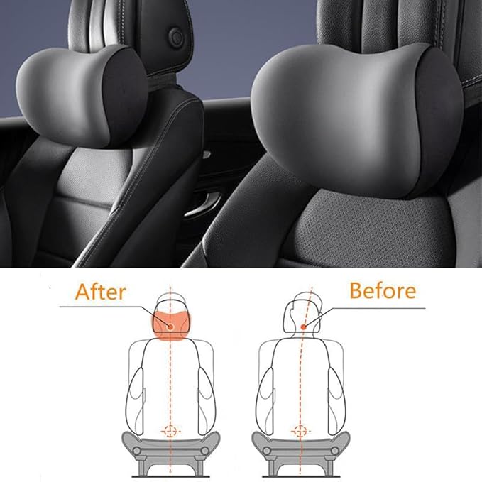 Car Headrest & Lumbar Support Cushion, Ergonomic Car Seat Headrest & Lumbar Cushion, Car Lumbar Support Pillow and Car Neck Pillow Kit for Office Chair, Truck, Wheelchair (Pink)