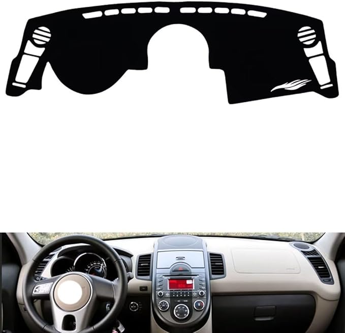 generic leather dashboard cover Compatible with KIA Soul 2010-2013，dash cover（black）