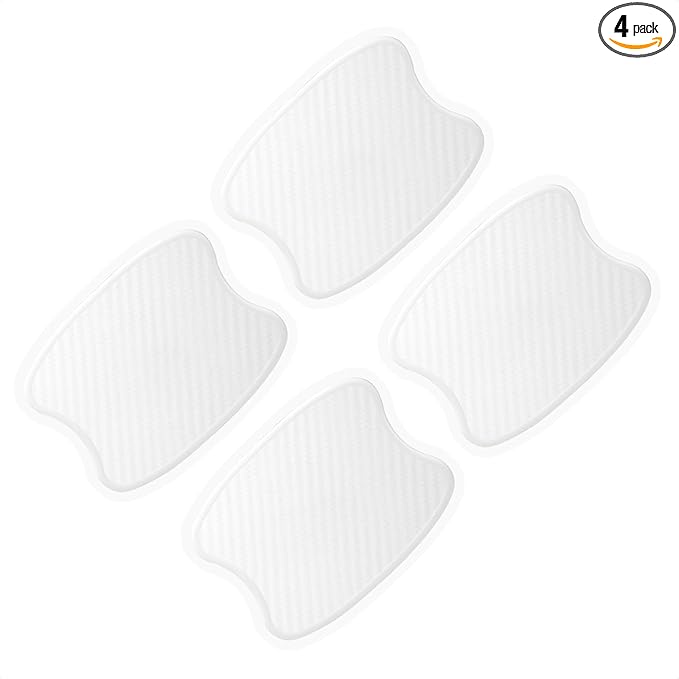 TANGSEN 4Pcs Universal 3D Carbon Fiber Texture Automotive Door Cup Handle Recess Paint Protector Cover Scratch Non-Marking Silicone Personalize Pad Sticker (White, S)