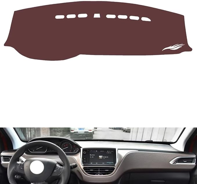 Leather Dashboard Cover Compatible with Peugeot 3008 (NO HUD) 2016-2019，Dash Cover, Non-Slip Dash Cover, Dash mat Dashboard Cover, Interior Dash Covers
