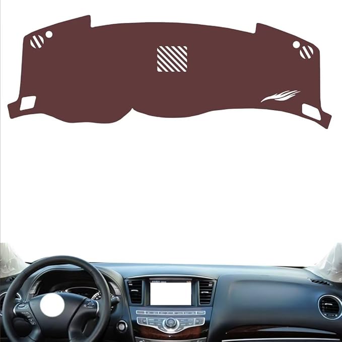 Leather Dashboard Cover Compatible with Infiniti JX35 2012-2018,Dash Board Cover mat Anti-Slip Sun-Proof and dust-Proof(Brown)