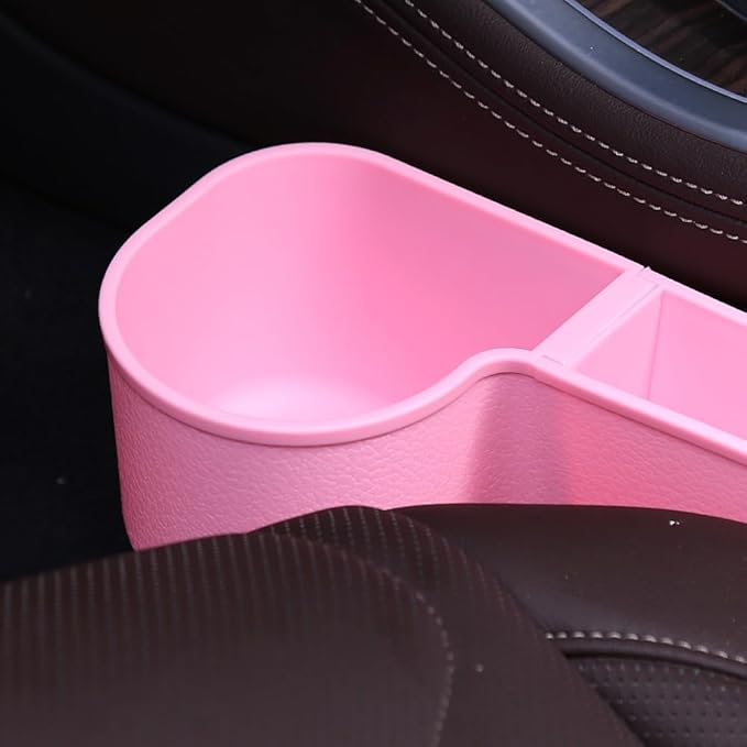 Car Seat Gap Filler, Multifunctional Seat Side Gap Filler with Cup Holder & Organizer, Gap Stopper Universal Fit Car SUV Truck Fill The Gap Between Seat & Console Set of 2 (Pink)