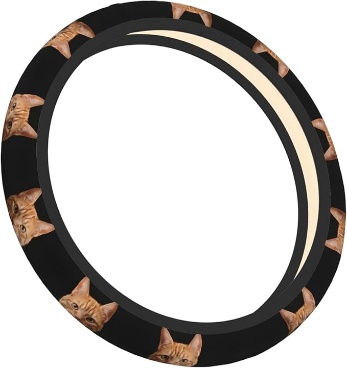 Orange Cat Universal Fit Steering Wheel Cover for Car, Truck, and SUV, Durable Steering Wheel Protection
